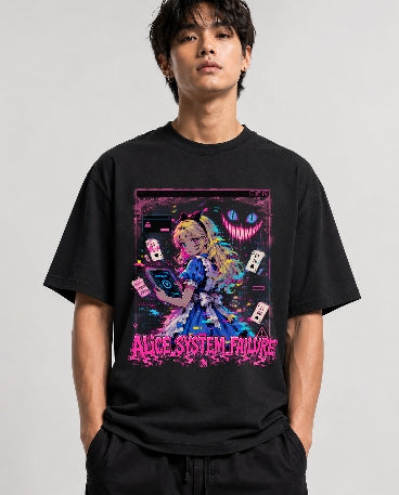 Alice System Failure Cyberpunk Anime Glitch Wonderland Cheshire Cat