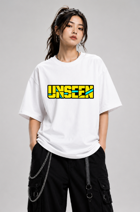 Unseen Geometric Cyberpunk Glitch Streetwear Bold Typography Aesthetic