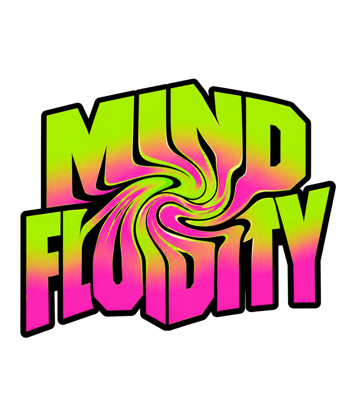 Mind Fluidity Trippy Liquid Swirl Psychedelic Rave Streetwear Typography
