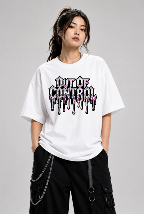 Out Of Control Liquid Chrome Dripping Gothic Streetwear Y2K Cyber Metal