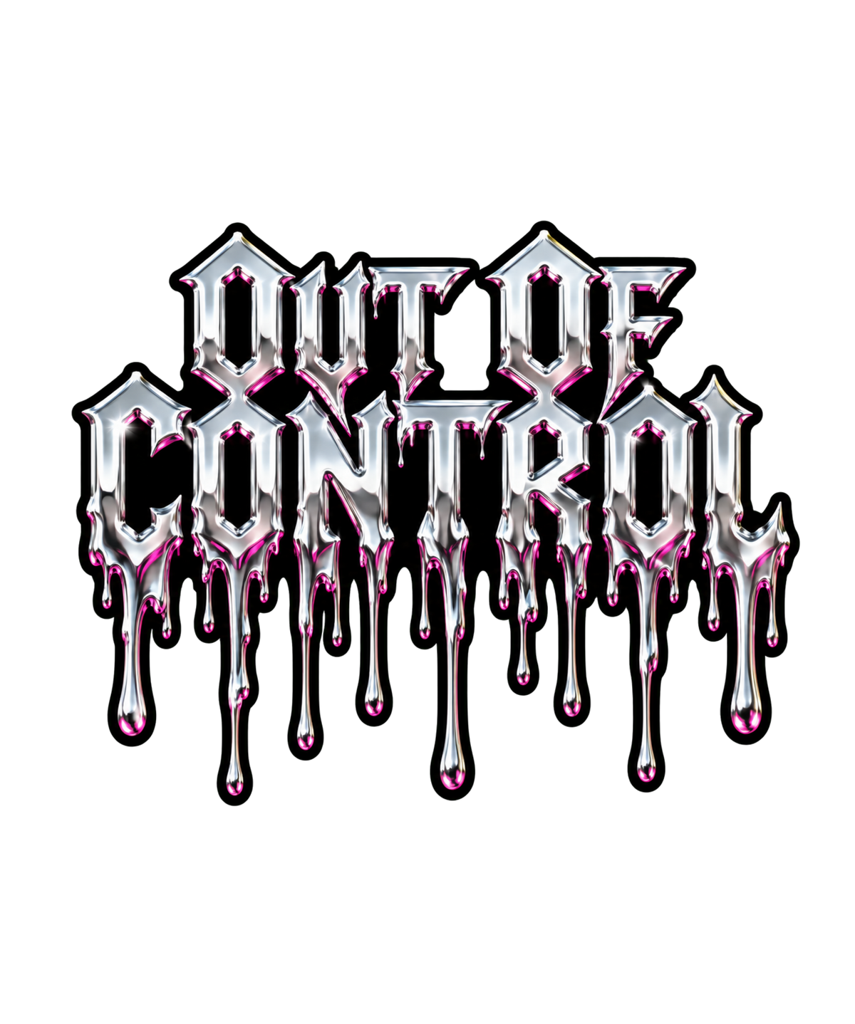 Out Of Control Liquid Chrome Dripping Gothic Streetwear Y2K Cyber Metal