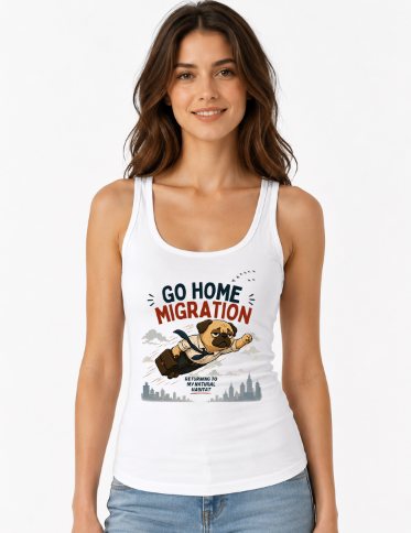 Go Home Migration Flying Pug Dog Funny Leaving Work Office Humor