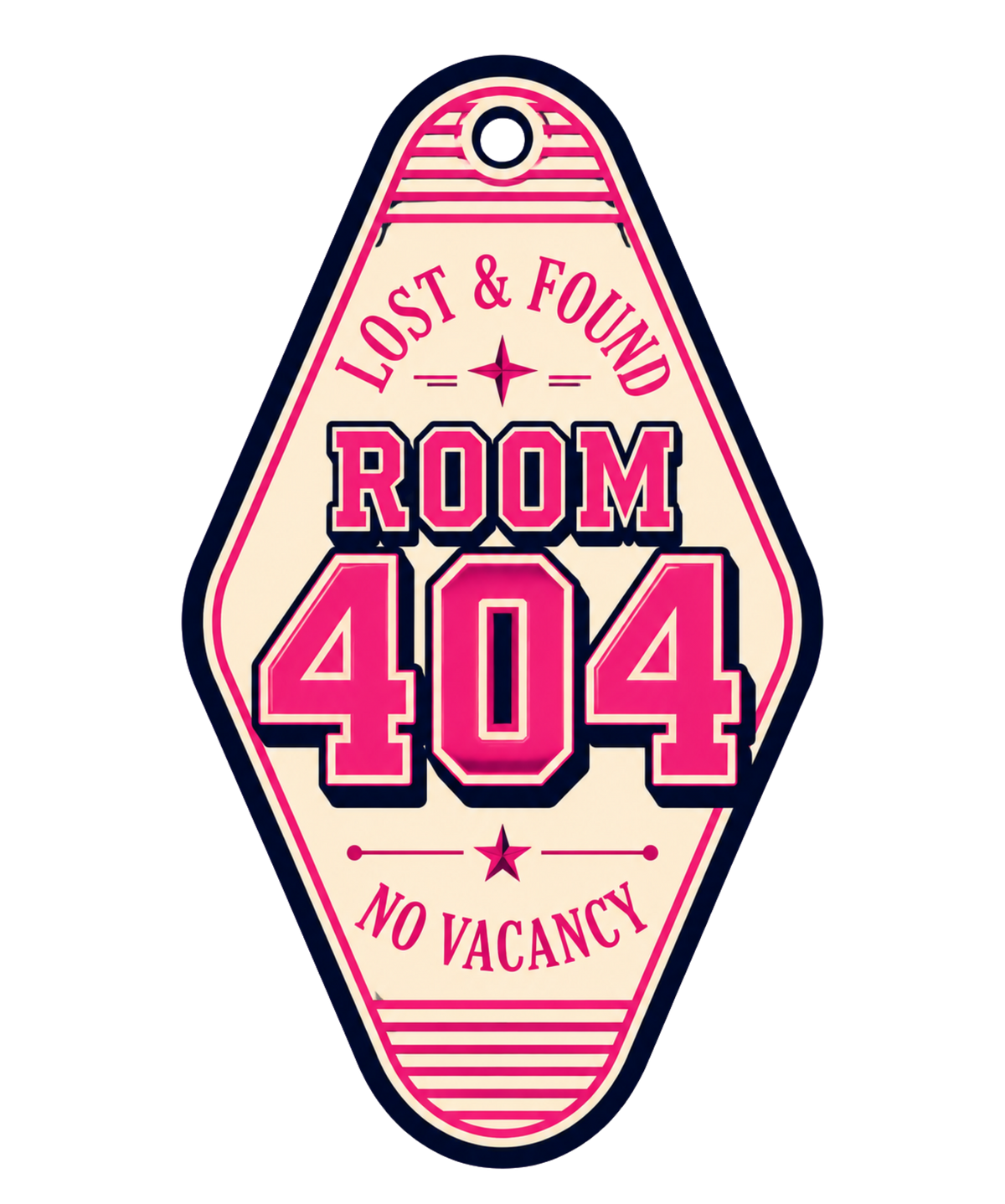 Room 404 Not Found Retro Motel Keychain Vintage Typography Humor