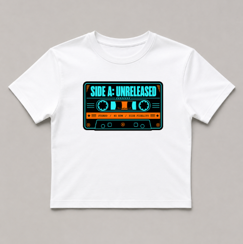 Side A: Unreleased Retro Cassette Tape Synthwave Cyberpunk Music Typography