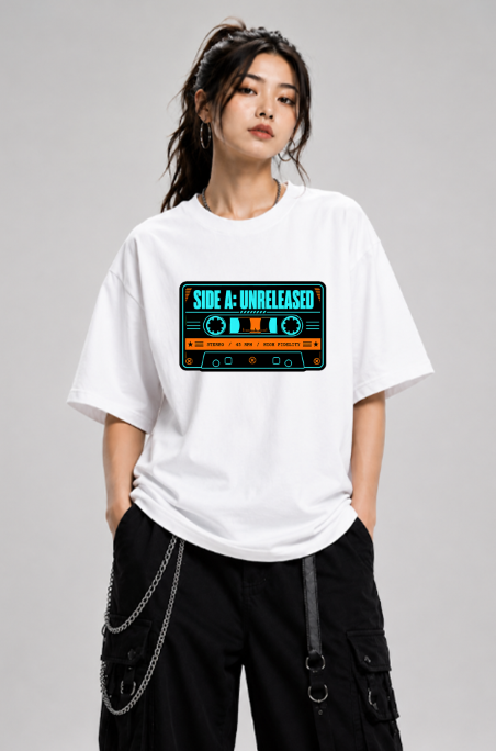 Side A: Unreleased Retro Cassette Tape Synthwave Cyberpunk Music Typography
