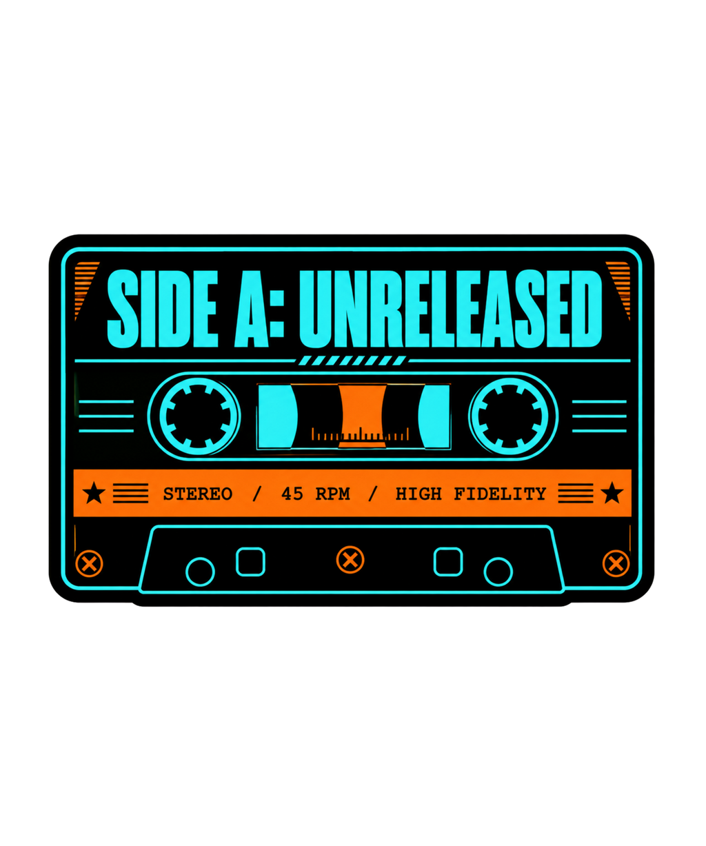 Side A: Unreleased Retro Cassette Tape Synthwave Cyberpunk Music Typography