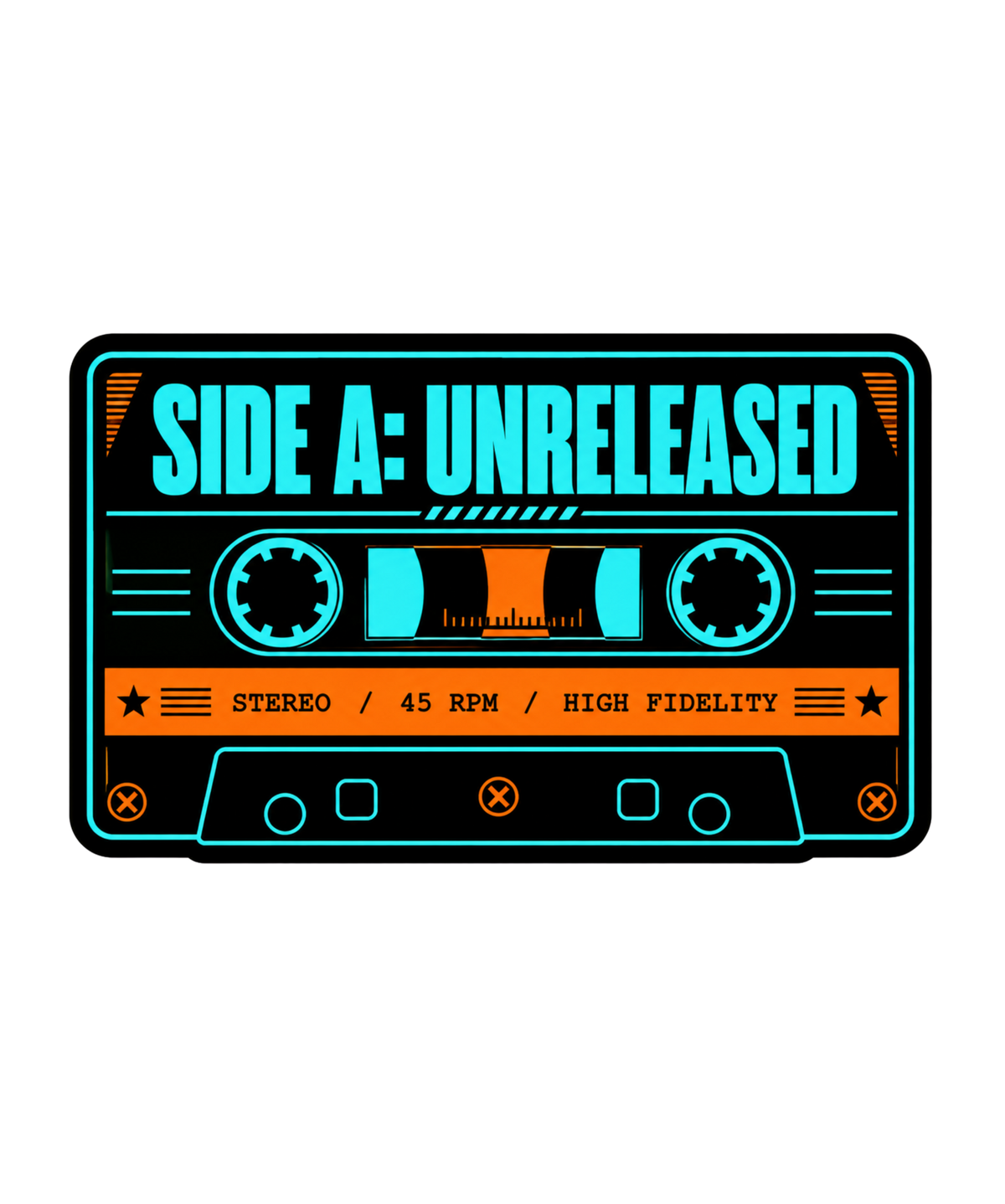 Side A: Unreleased Retro Cassette Tape Synthwave Cyberpunk Music Typography