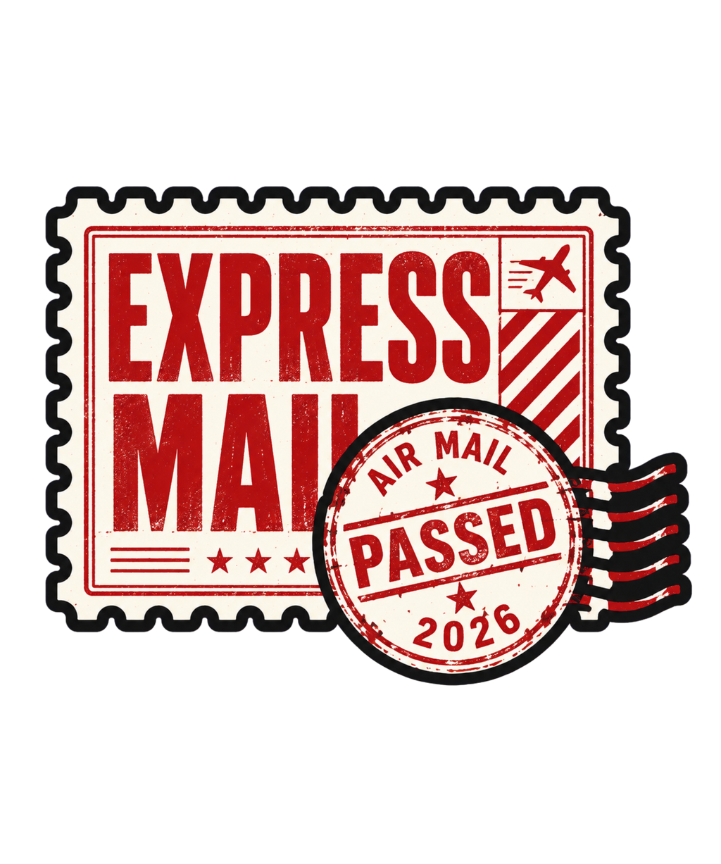 Express Mail Air Mail Postage Stamp Vintage Retro Travel Streetwear Typography