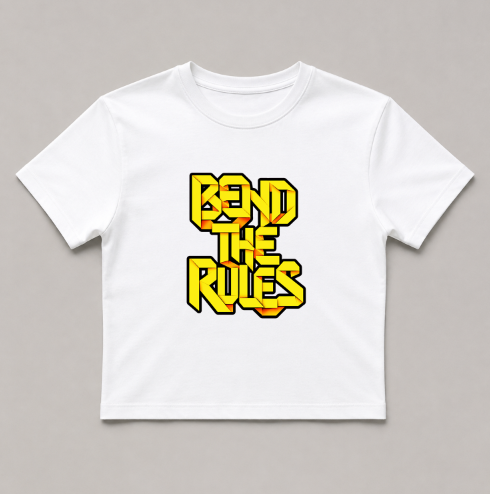 Bend The Rules 3D Ribbon Origami Typography Streetwear Rebel Quote