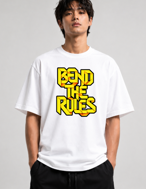 Bend The Rules 3D Ribbon Origami Typography Streetwear Rebel Quote
