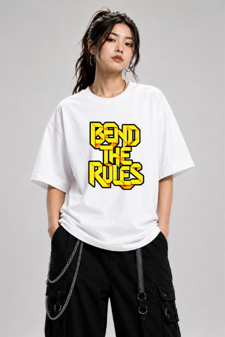 Bend The Rules 3D Ribbon Origami Typography Streetwear Rebel Quote