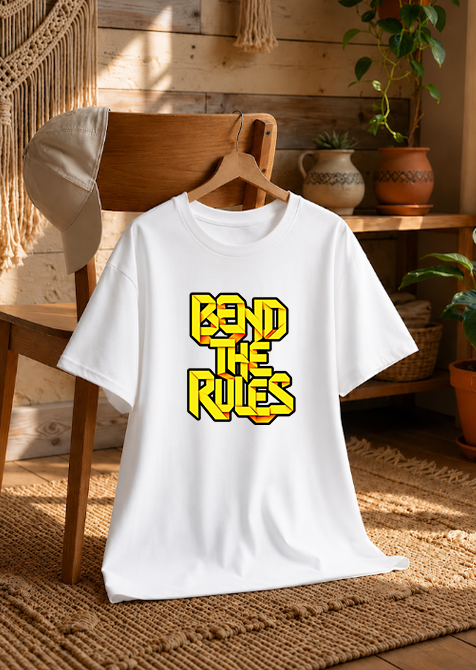 Bend The Rules 3D Ribbon Origami Typography Streetwear Rebel Quote