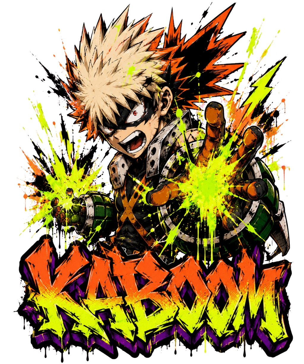 Kaboom Explosion Hero Punk Graffiti Anime Streetwear