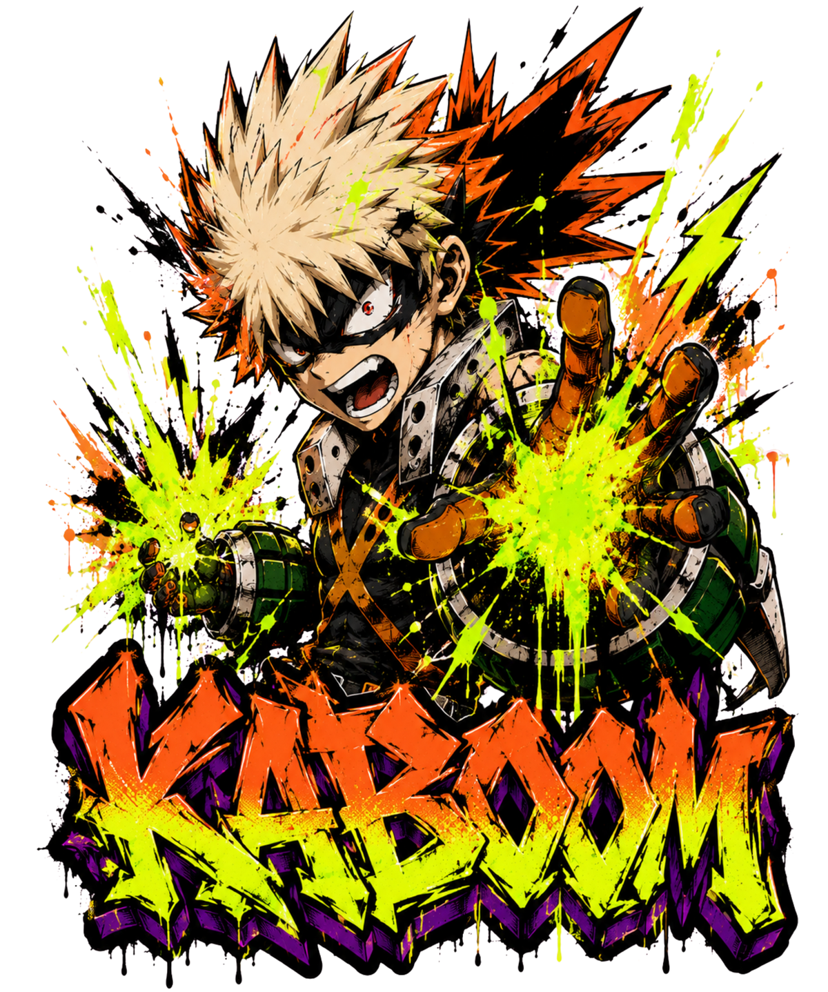 Kaboom Explosion Hero Punk Graffiti Anime Streetwear
