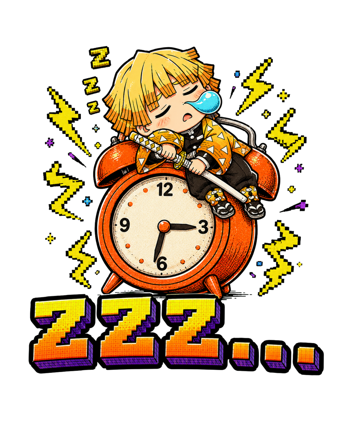 Sleepy Thunder Swordsman Alarm Clock Chibi Anime Streetwear