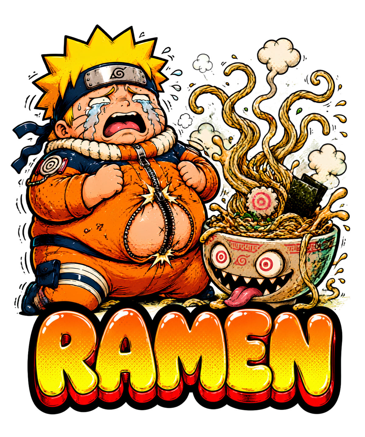 Funny Ramen Food Monster Chubby Ninja Anime Streetwear