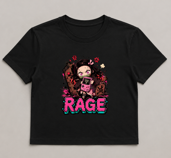 Rage Gamer Chibi Demon Girl Retro Glitch Streetwear