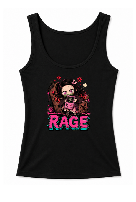 Rage Gamer Chibi Demon Girl Retro Glitch Streetwear