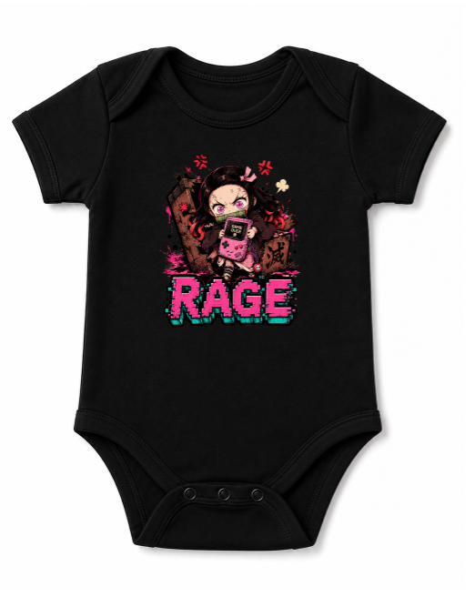 Rage Gamer Chibi Demon Girl Retro Glitch Streetwear