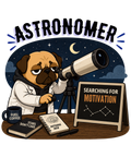 Astronomer Searching For Motivation Funny Telescope Pug Dog Space Humor