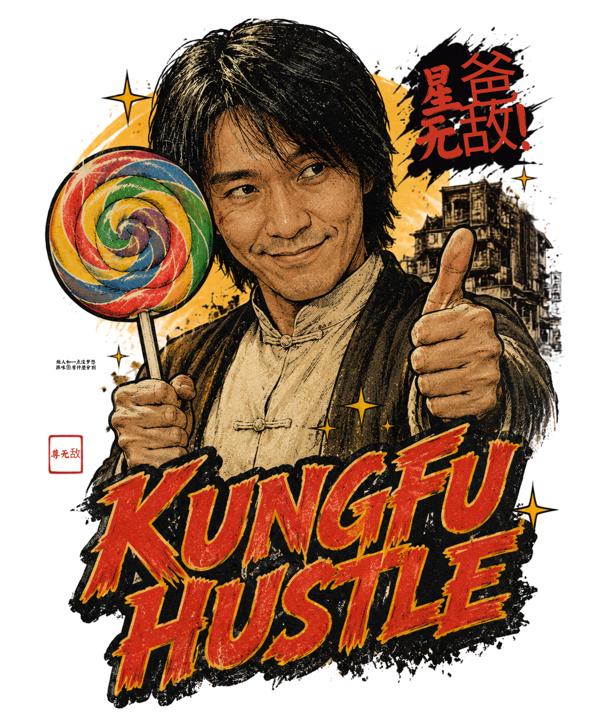 Kung Fu Hustle Stephen Chow Martial Arts Lollipop Vintage Art