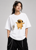 Chubby Pug Dog Cooling Down Electric Fan Summer Heat Humor