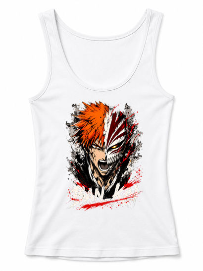 Bankai Hollow Mask Soul Reaper Orange Hair Anime Ink Splatter