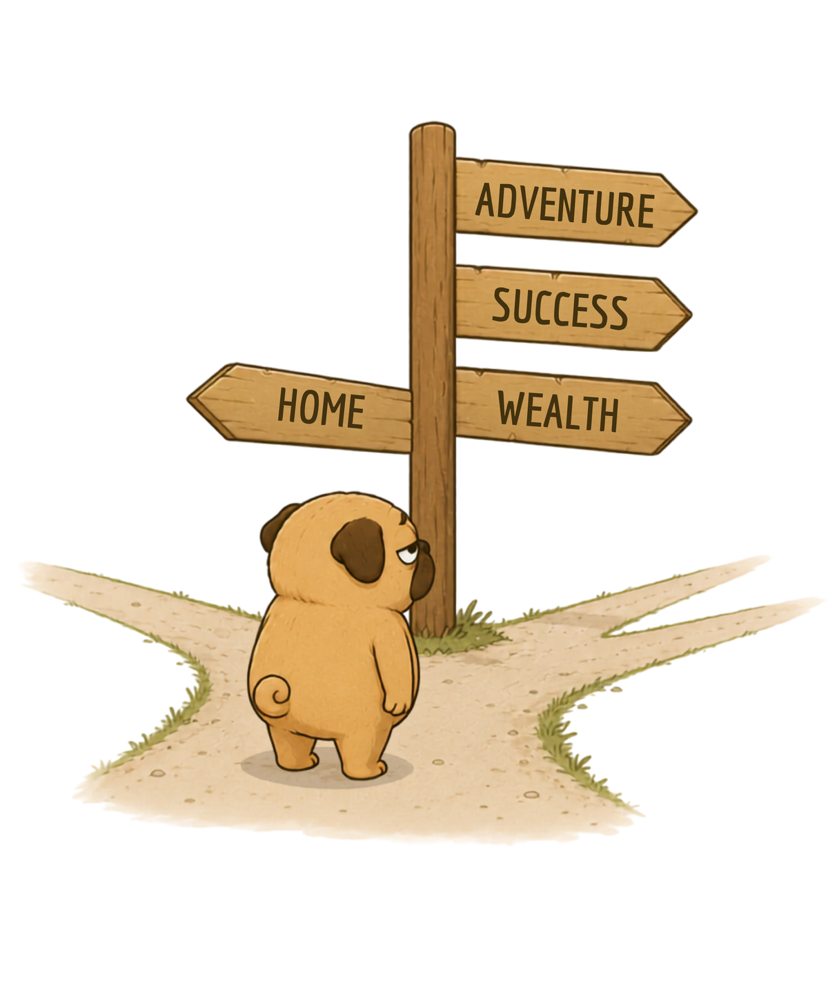 Go Home Crossroads Funny Introvert Pug Dog Life Choices Humor