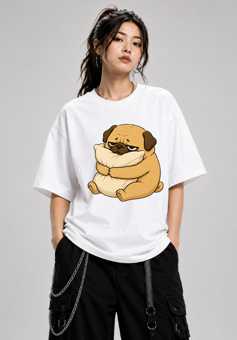 Tired Pug Hugging Pillow Funny Sleep Nap Lover Grumpy Dog Humor