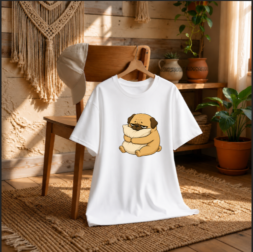 Tired Pug Hugging Pillow Funny Sleep Nap Lover Grumpy Dog Humor