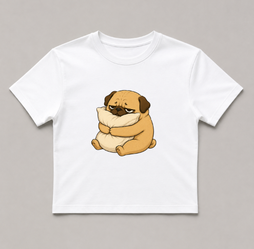 Tired Pug Hugging Pillow Funny Sleep Nap Lover Grumpy Dog Humor