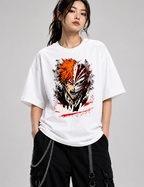 Bankai Hollow Mask Soul Reaper Orange Hair Anime Ink Splatter