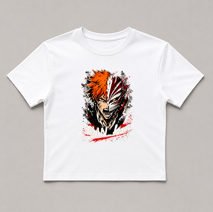 Bankai Hollow Mask Soul Reaper Orange Hair Anime Ink Splatter