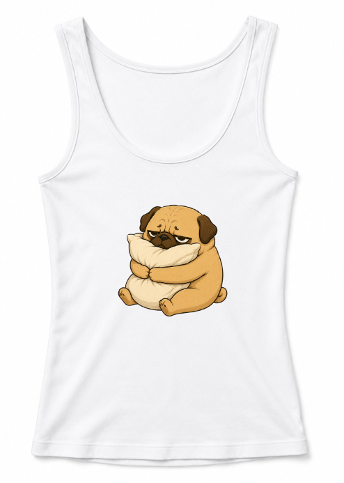 Tired Pug Hugging Pillow Funny Sleep Nap Lover Grumpy Dog Humor