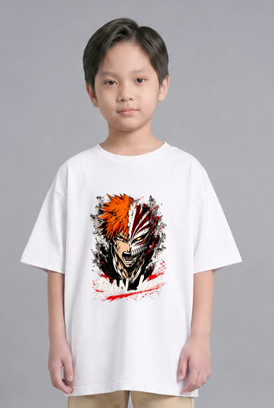 Bankai Hollow Mask Soul Reaper Orange Hair Anime Ink Splatter