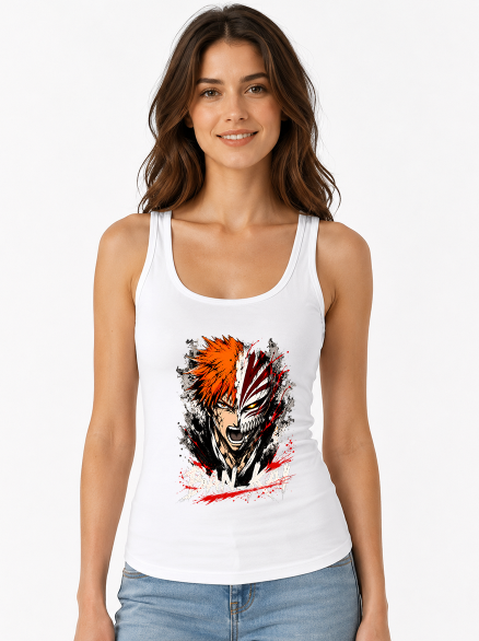 Bankai Hollow Mask Soul Reaper Orange Hair Anime Ink Splatter