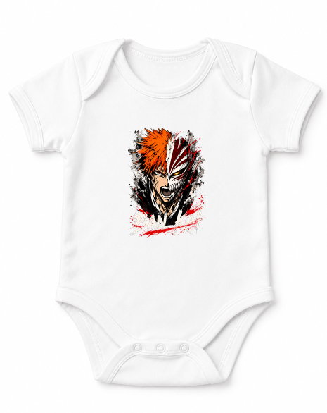 Bankai Hollow Mask Soul Reaper Orange Hair Anime Ink Splatter