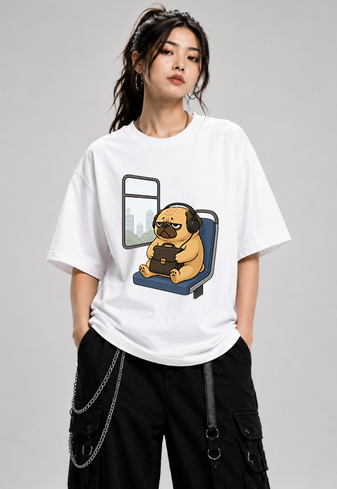 Tired Pug Commute On Subway Bus Funny Work Office Humor