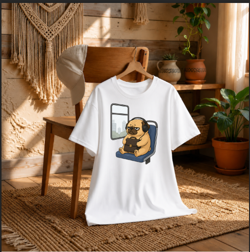 Tired Pug Commute On Subway Bus Funny Work Office Humor