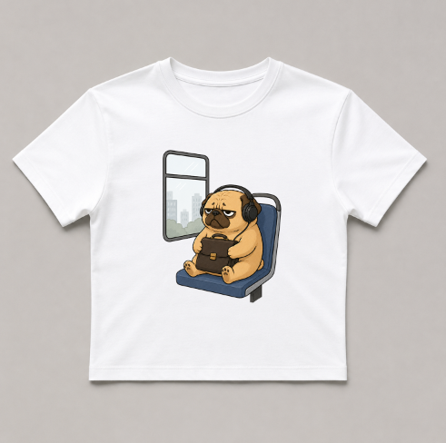 Tired Pug Commute On Subway Bus Funny Work Office Humor