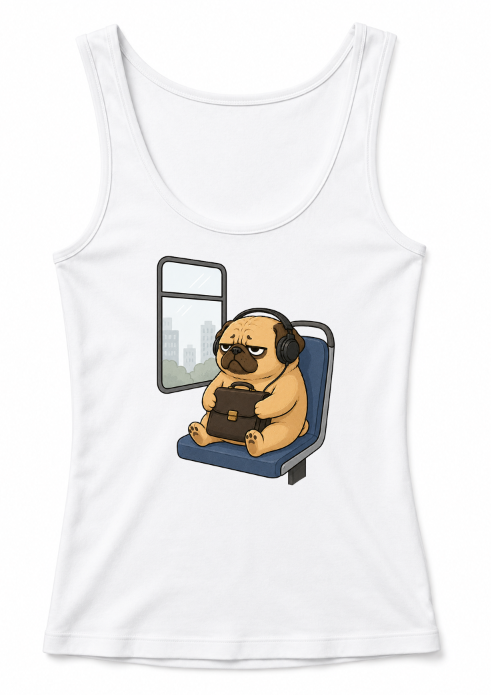 Tired Pug Commute On Subway Bus Funny Work Office Humor