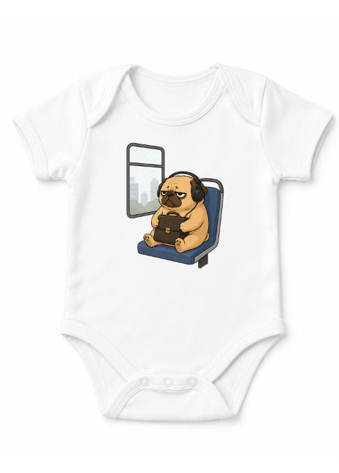 Tired Pug Commute On Subway Bus Funny Work Office Humor