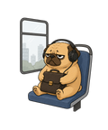 Tired Pug Commute On Subway Bus Funny Work Office Humor