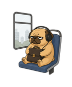 Tired Pug Commute On Subway Bus Funny Work Office Humor