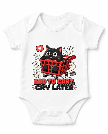 Add To Cart Cry Later - Funny Black Cat Shopping Spree Graphic T-Shirt