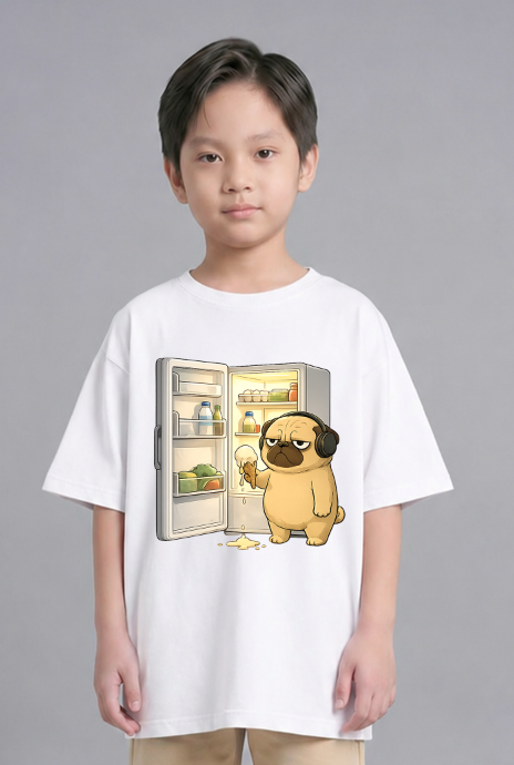 Late Night Snack Pug Dog Refrigerator Melting Ice Cream Funny Humor