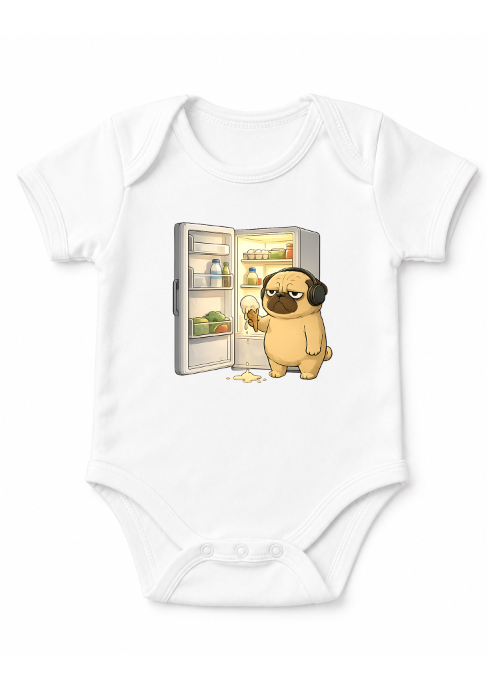Late Night Snack Pug Dog Refrigerator Melting Ice Cream Funny Humor