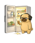 Late Night Snack Pug Dog Refrigerator Melting Ice Cream Funny Humor