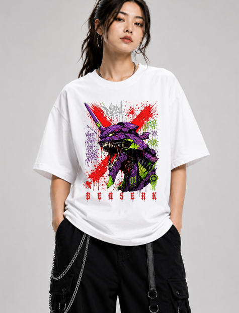 Berserk Eva Unit 01 Mech Roar Splatter Graffiti Anime Streetwear