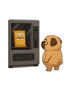 Staring Contest Vending Machine Chips Funny Hungry Pug Dog Humor